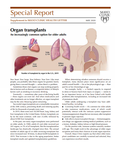 Cover image for Mayo Clinic Special Report. Organ Transplants